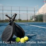 Visualisasi gedung Loka Padel yang tampak megah namun terbayangi oleh bayangan jeruji besi dan tumpukan uang suap.