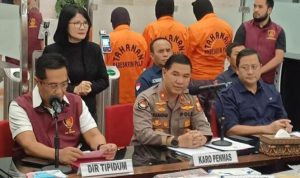 Direktur Tipid PPA-PPO Bareskrim Polri Brigjen Pol. Dr. Nurul Azizah saat memimpin konferensi pers.
